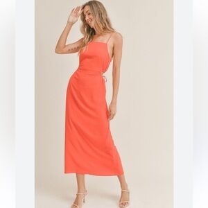 Sadie and Sage orange Midi cutout cocktail or date night dress